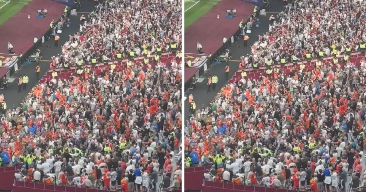 Luton supporters brawl with West Ham stewards as tempers spill over after loss