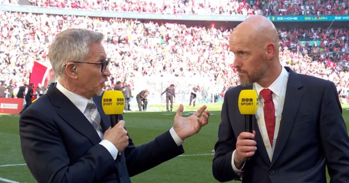 Erik ten Hag calls out Gary Lineker to his face in spiky BBC chat after Man Utd win FA Cup