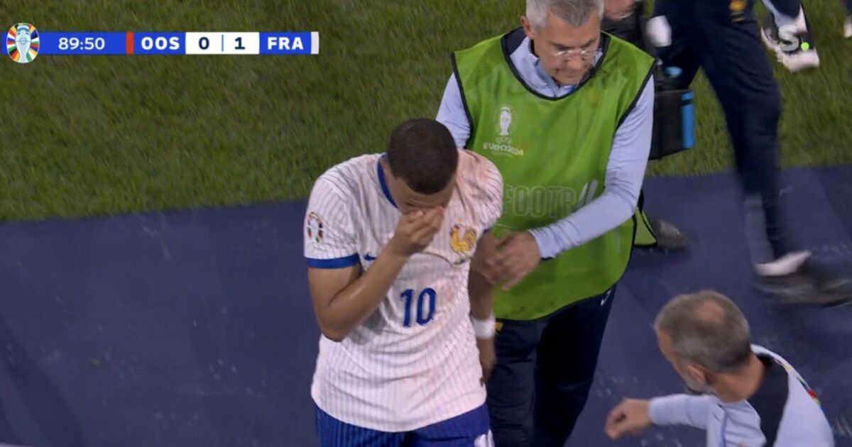 Kylian Mbappe drenched in blood after suffering horror injury at Euro 2024