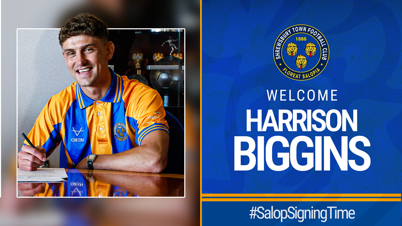 Shrewsbury Town snap up box-to-box midfielder Harrison Biggins