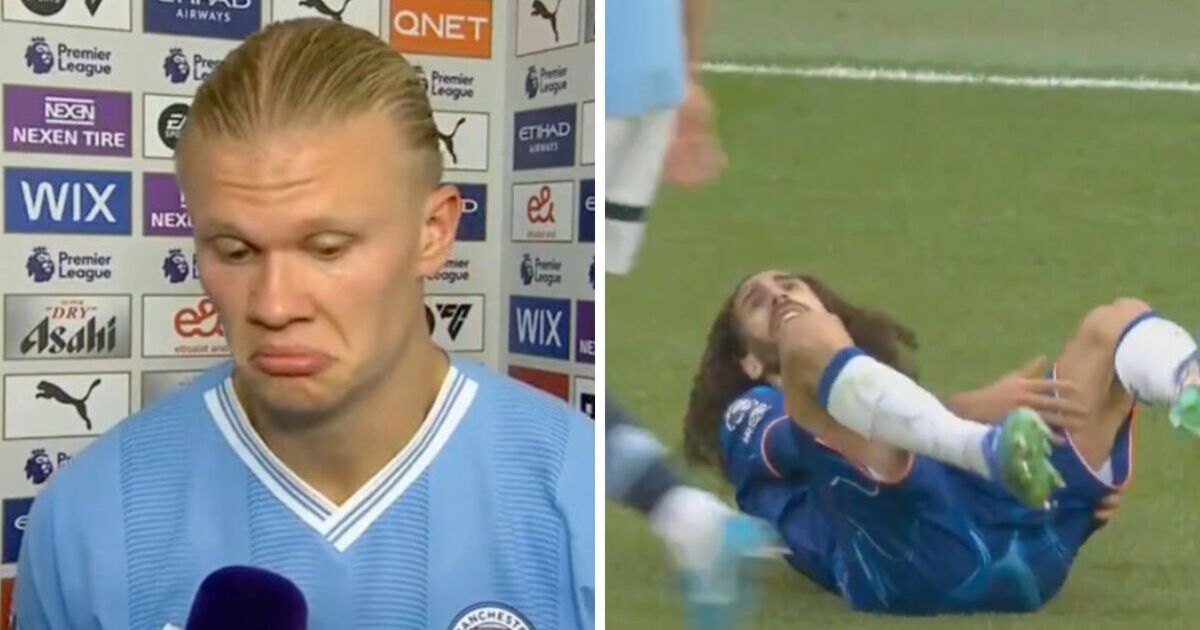 Erling Haaland destroys Marc Cucurella over chant after refusing to help Chelsea star