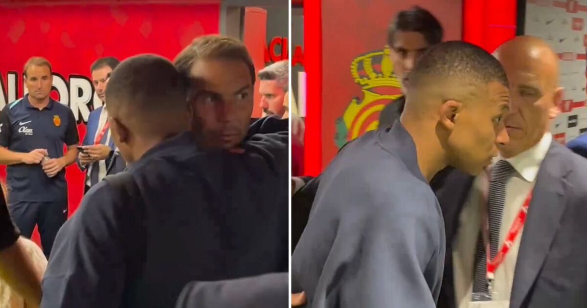 Rafael Nadal receives gift from Kylian Mbappe as tennis icon attends Real Madrid draw